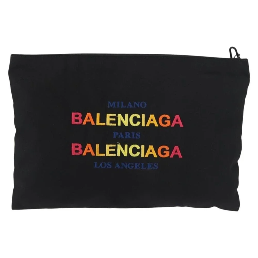 Balenciaga Canvas Clutch Bag Black